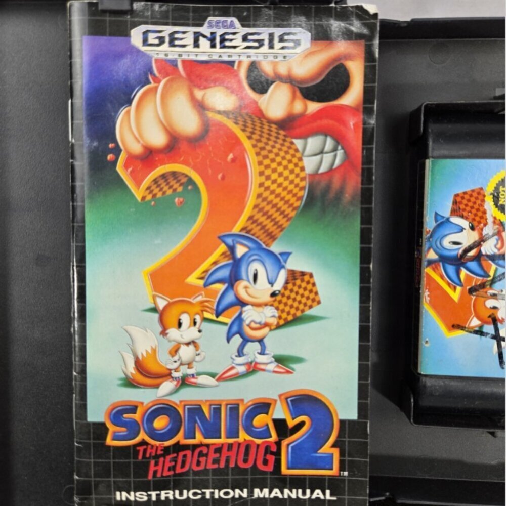 Sonic the Hedgehog 2 SEGA Genesis 1992 Authentic game Book Case tested Works - Picture 2 of 5